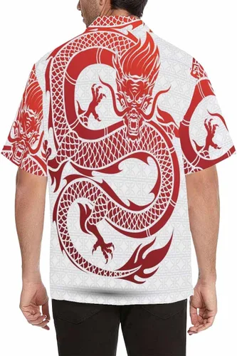 Vista 4 de InterestPrint Camisa casual de manga corta con botones y cara de cerdo para hombre