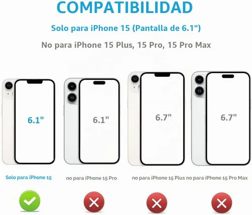 Vista 2 de ONETOP Compatible con iPhone 15 Funda Tipo Cartera con Soporte para Tarjetas, Funda de Cuero PU con Soporte y Ranuras para Tarjetas, Doble Cierre