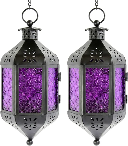 Vista 19 de Vela Lanterns Farol portavelas decorativo marroquí colgante de 11.5 pulgadas, portavelas para interiores y exteriores, para patio, porche, ramadán