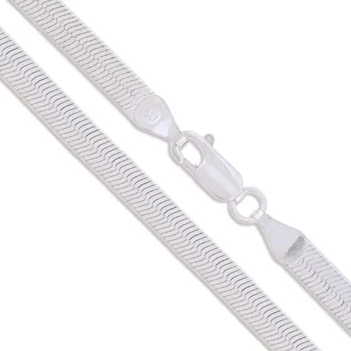 Vista 3 de Verona Jewelers Collar de plata de ley de 0.217in, flexible, cadena mágica de serpiente plana, cadena plana lisa para hombres y mujeres