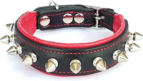 Vista 7 de Bestia "Collar puntiagudo con puntas de tornillo romo. Adecuado para razas de perros pequeños o cachorros. Interior y exterior de cuero acolchado