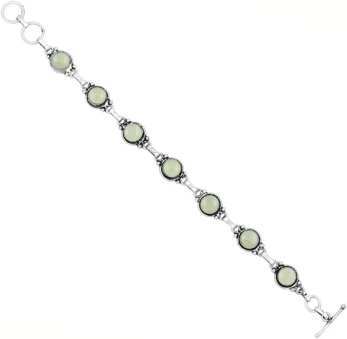 Vista 88 de Round Shape Natural & Synthetic Gemstones Silver Plated Bracelets for Women - Vintage Bohemian Style Handmade Birthstone Adjustable Link Bracelet
