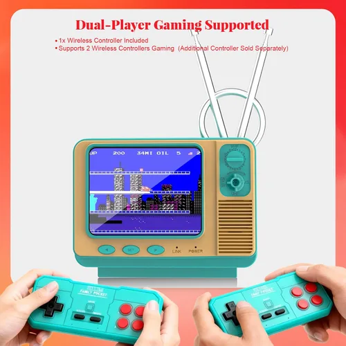 Vista 5 de Consola de juegos retro - 42 JALECO + 168 juegos clásicos, inalámbrico 2.4G de 2 jugadores, pantalla IPS de 3.0 pulgadas, expansión de tarjeta TF
