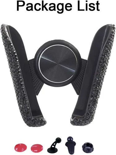 Vista 4 de SUNCARACCL - Soporte para teléfono de coche Bling, montaje automático para salida de aire del salpicadero mini, soporte universal ajustable de 360°