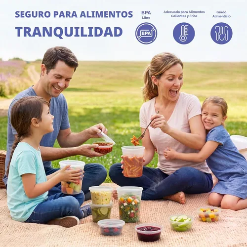 Vista 5 de GUSTO Contenedores de plástico de 8 onzas con tapas