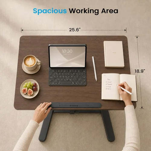Vista 3 de Escritorio plegable móvil de 25", escritorio neumático sin montaje Nogal