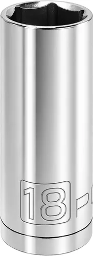 Vista 14 de Powerbuilt 3/8 de pulgada x 1/2 pulgada SAE Deep Socket, 12 puntos, cromo-vanadio, marca de tamaño - 940046