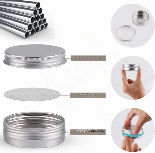 Vista 3 de OBKJJ 48 latas redondas de aluminio con tapa, latas de metal de 2 onzas, recipientes para velas de alimentos con tapas de rosca para manualidades