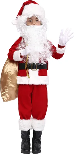 Vista 3 de OVOV 11 piezas completo de Papá Noel disfraz de Navidad para fiesta de Navidad cosplay