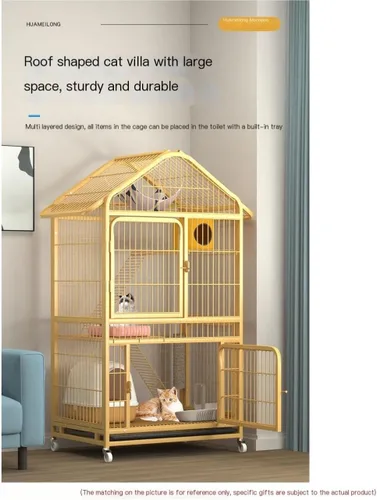 Vista 8 de Casa de lujo para gatos, jaula para gatos, espacio libre, jaula para gatos, casa de tres pisos, casa para gatos, gabinete de gato, nido de gato