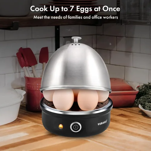 Vista 5 de VOBAGA Cocedor Eléctrico de Huevos, Hervidor Rápido de Huevos con Apagado Automático para Huevos Pasados por Agua, Término Medio, Duros, Escalfados