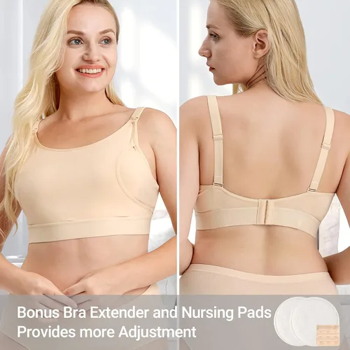 Vista 5 de Momcozy Brasier de bombeo con manos libres, brasier de lactancia ajustable para sostener bomba