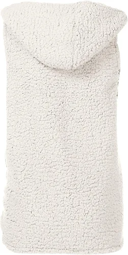 Vista 4 de Cárdigan largo con capucha para mujer, forro polar, bolsillo sólido, frente abierto, chaleco cómodo y elegante con capucha