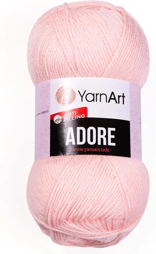Vista 43 de 1 madeja YarnArt Adore, hilo antipilling, 100% acrílico antipilling, 100 g (3.5 oz), 280 m (306 yd), 3: Light-DK, Verde bebé - 358