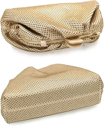 Vista 5 de Bolso de mano con marco de cristal con diamantes de imitación, bolso de embrague plisado para mujer