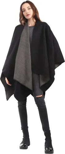 Vista 2 de MissShorthair - Poncho para mujer, estampado, chal envolvente, de moda, abierto al frente, capa.