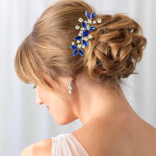 Vista 7 de Peine de pelo de novia de cristal plateado para novia, accesorios para el cabello de novia, fiesta de graduación, pieza de pelo para mujeres y niñas