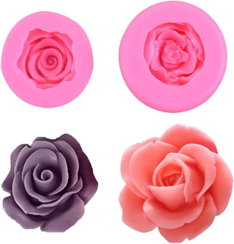 Vista 8 de OBTANIM Molde de silicona para fondant, 21 cavidades, rosa, flor, pastel, cupcake, decoración superior, molde para chocolate, caramelo hecho a mano