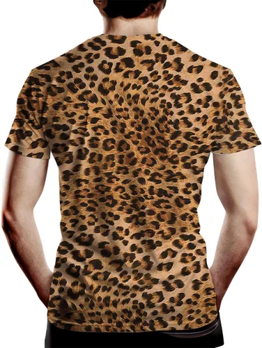 Vista 2 de Camiseta casual de manga corta con estampado de leopardo para hombre