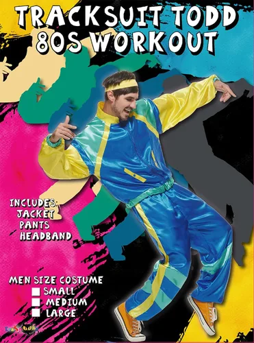 Vista 2 de EraSpooky Disfraz retro de los años 80 para hombre, traje de concha, traje de fiesta