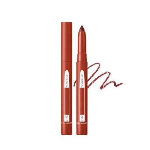 Vista 14 de Lápiz labial 2 en 1, delineador de labios, lápiz delineador de labios, lápiz labial delgado, brillo de labios de belleza, lápiz labial mate de punta