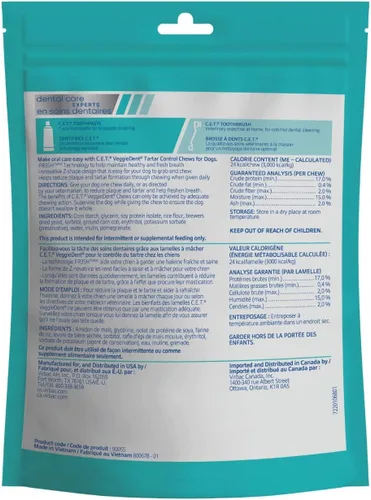 Vista 2 de Virbac C.E.T. VEGGIEDENT FR3SH - Masticables para control de sarro para perros, extra pequeños, 8 onzas, (paquete de 2)