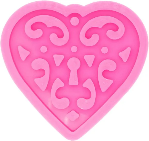 Vista 2 de Moldes de resina de corazón superbrillantes con patrón decorativo para hacer collares, joyería, molde de silicona, llavero de resina, llavero