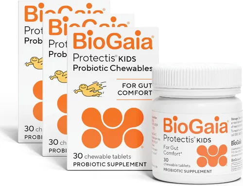 Vista 9 de Comprimidos masticables BioGaia Protectis para niños pequeños, niños y adolescentes, dolor de estómago ocasional, estreñimiento, diarrea