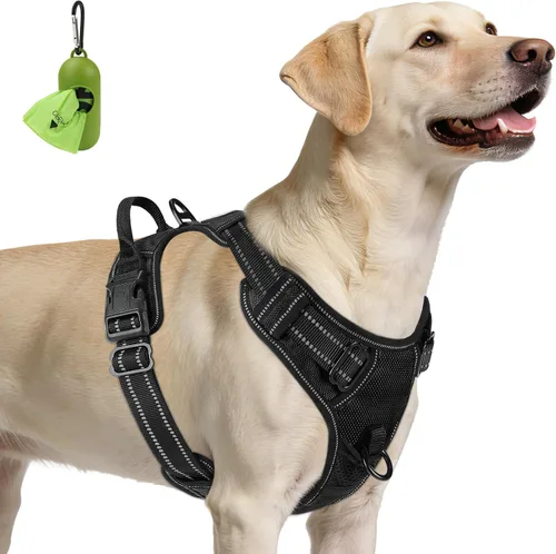 Vista 52 de Joytale Arnés sin tirones para perros pequeños, chaleco reflectante para mascotas con clip frontal, arnés acolchado suave ajustable con asa de fácil