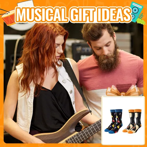 Vista 5 de Zmart Gifts for Lawyer & Guitar Lovers - Law Music Socks Men