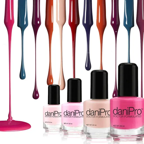 Vista 3 de daniPro Esmalte de uñas formulado por médicos, rosa intenso, promueve uñas más saludables y fuertes, biotina y vitaminas A y E, sin toxinas, secado