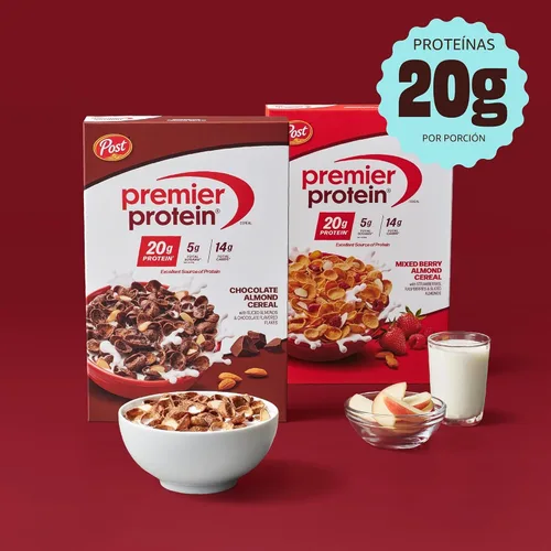 Vista 6 de Premier Protein Cereal de Proteína de Chocolate con Almendra, Copos de Cereal de Proteína Chocolateados con Almendras Rebanadas, Contiene 20g