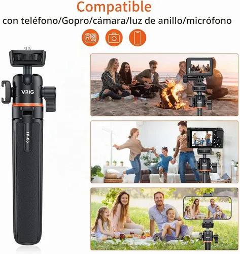 Vista 7 de VRIG Trípode con Palo de Extensión de 21.6", Mini Palo para Selfie Trípode Soporte Mango con Agarre para DJI Osmo Pocket 3, Insta 360 X5 Webcam A0031