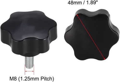 Vista 2 de uxcell Pomo de tornillo de sujeción, 1.890 in de diámetro con forma hexagonal de ciruela, perilla de estrella M8 x 0.787 in, rosca macho, 2