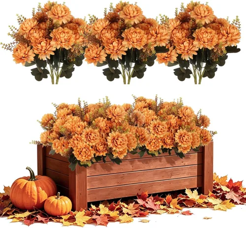 Vista 18 de Flores Artificiales de Plantas en Blanco y Negro para Halloween, Hierba de Cebolla Artificial Resistente a los Rayos UV, Arbustos de Plantas