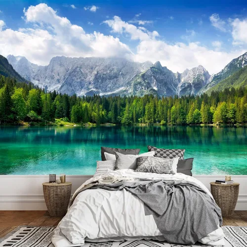 Vista 32 de wall26 Adhesivo mural removible para pared, vista aérea, bosque verde, montaña, lago, naturaleza, desierto, fotografía, realismo, paisaje rústico