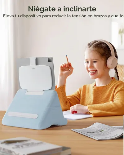 Vista 5 de [Usado] SAIJI Soporte de almohada para tablet iPad mini soporte para Kindle para regazo en la cama, con elevador y clip multifunción ajustable