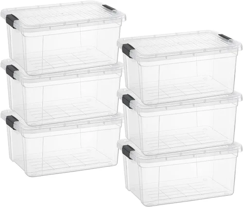 Vista 9 de Superio Contenedor de plástico transparente de 7.4 cuartos con tapa, no tóxico, sin BPA, sin olor, caja de almacenamiento organizadora, recipiente