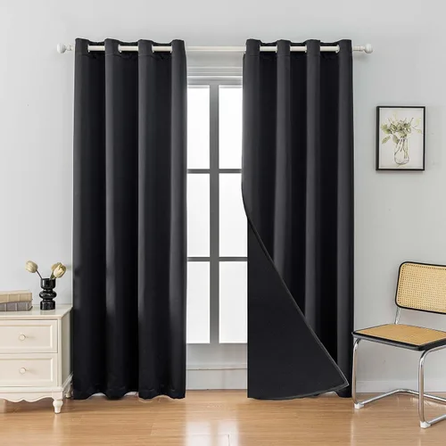 Vista 15 de Anytime Juego de 2 paneles de cortinas 100% opacas, con aislamiento térmico para dormitorio, paneles de sombreado completo