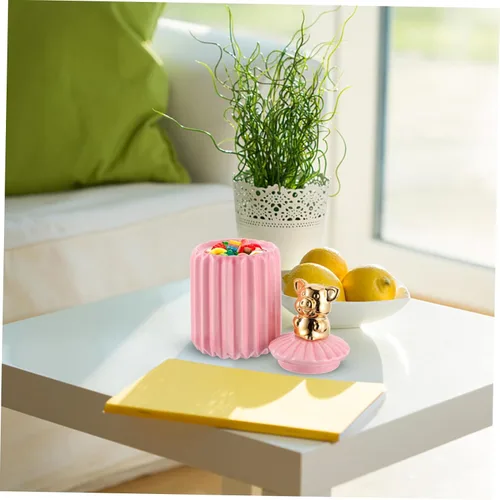 Vista 8 de SHOWERORO Adorable tarro de cerámica de animales, organizador de joyas decorativo con tapa para almacenar collares, pulseras y aretes, diseño