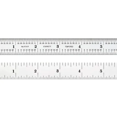 Vista 22 de Regla de acero templado Starrett Spring, con graduación de pulgadas, graduaciones estilo 4R, 1
