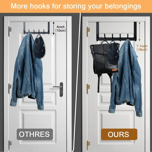 Vista 5 de BOOMIBOO Ganchos para colgar sobre la puerta, colgador de puerta resistente, toallero con ganchos para toallas para baño, 12 ganchos grandes sobre