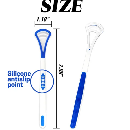 Vista 2 de GXXMEI 20 raspadores de lengua para adultos, limpiador de lengua, limpiador de lengua azul, kits de raspadores de cuidado bucal, cepillo de lengua