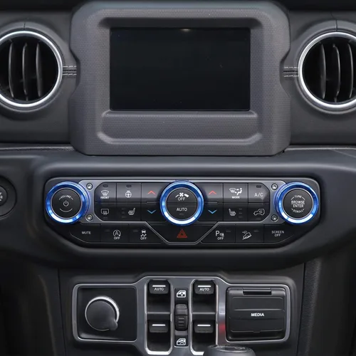 Vista 7 de JeCar - Cubierta de perilla de interruptor de aire acondicionado, de aleación de aluminio, compatible con Jeep Wrangler 2018-2023 JL JLU y 2020-2023