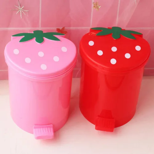Vista 4 de DOITOOL Mini basurero de escritorio con forma de corazón: cubo de basura de papel pequeño con tapa oscilante, contenedor de basura para encimera