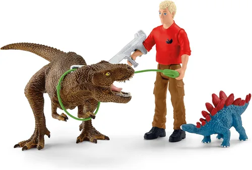 Vista 10 de Schleich Dinosaurs - Juego de 5 piezas de tiranosaurio Rex Attack - Juguete de dinosaurio para niños y niñas - Figuras de dinosaurio para niños a
