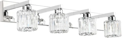 Vista 36 de Aipsun Accesorios de iluminación de tocador de baño, luces de tocador de cristal para baño, 2 luces, accesorios de iluminación de pared de acero