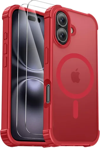 Vista 22 de Funda para iPhone Air [compatible con MagSafe] [2 protectores de pantalla] [prueba de caídas de grado militar] Funda magnética resistente