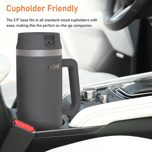Vista 4 de Vaso de 40 oz a prueba de fugas con asa y funda protectora de transporte, taza para botella de agua aislada con tapa con popote a prueba de derrames