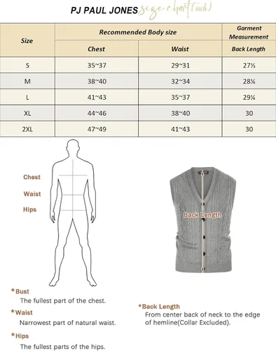 Vista 6 de PJ PAUL JONES Chaleco de punto trenzado para hombre con botones